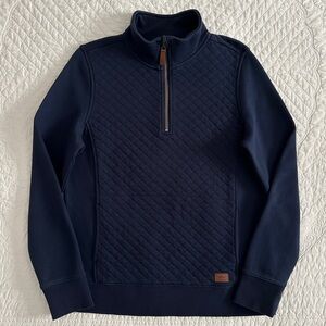 LL Bean Quilted Quarter Zip Pullover Sweatshirt Navy Blue Women’s Medium